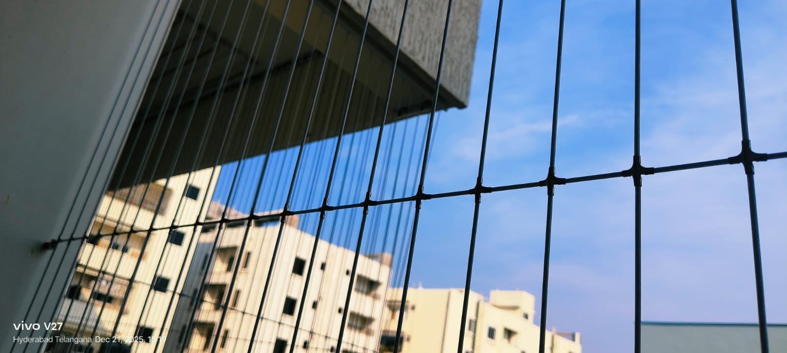 Balcony Grill Against Blue Sky